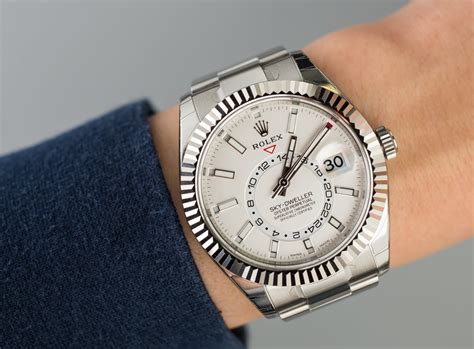 rolex sky dweller white dial on wrist|rolex sky dweller ref 326934.